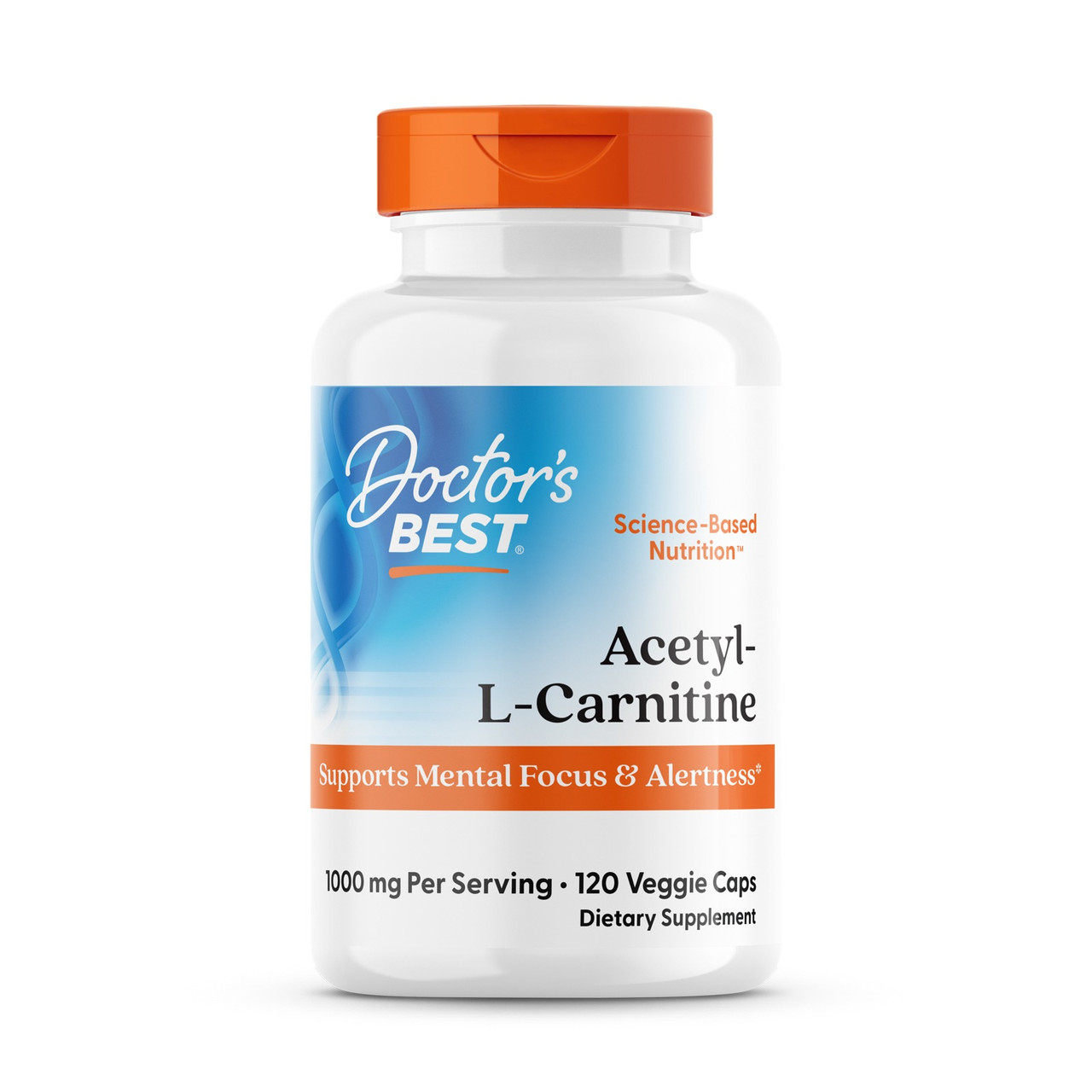 Ацетил карнітин, Acetyl-L-Carnitin, Doctor's Best, 1000 мг, 120 веганських капсул (500 мг у капсулі)