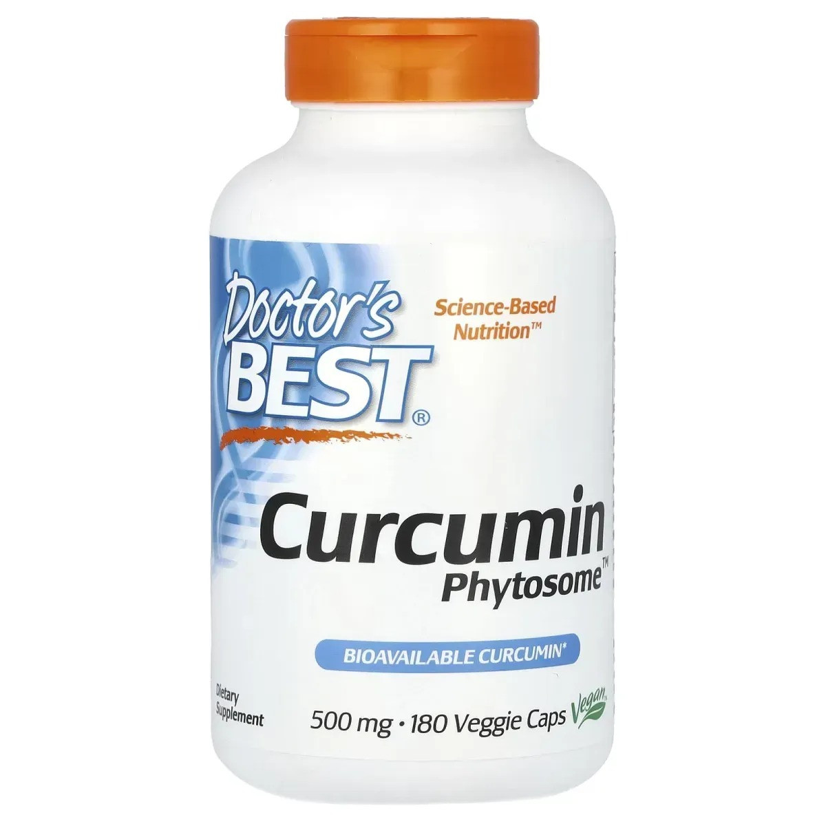 Куркумін, Curcumin Phytosome, Doctor's Best, 1000 мг, 180 веганських капсул (500 мг у капсулі)