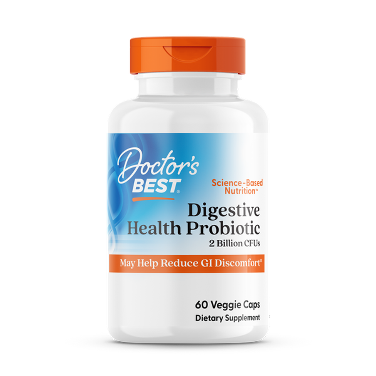 Пробіотики для травлення, Digestive Health, Probiotic 2 Billion with LactoSpore, Doctor's Best, 2 млрд КУО, 60 веганських капсул