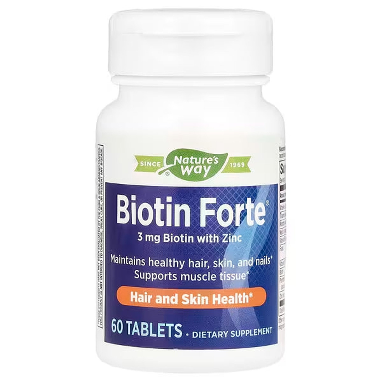 Біотин форте з цинком, Biotin Forte® with Zinc, Nature's Way, 3 мг, 60 таблеток