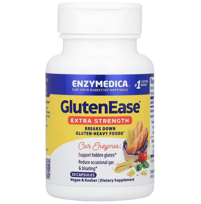 Ферменти для перетравлення глютену і казеїну, GlutenEase, Enzymedica, для веганів, 30 капсул