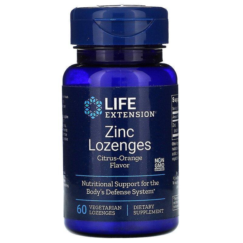 Оксид цинку, льодяники, Zinc, Life Extension, апельсиновий смак, 60 цукерок, фото 1
