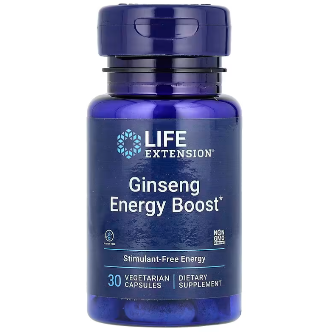 Заряд енергії, Ginseng Energy Boost, Life Extension, 30 вегетаріанських капсул