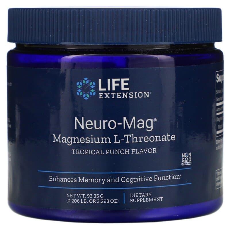 Магній треонат, Magnesium L-Threonate, Neuro-Mag, Life Extension, тропічний пунш, 93,35 г