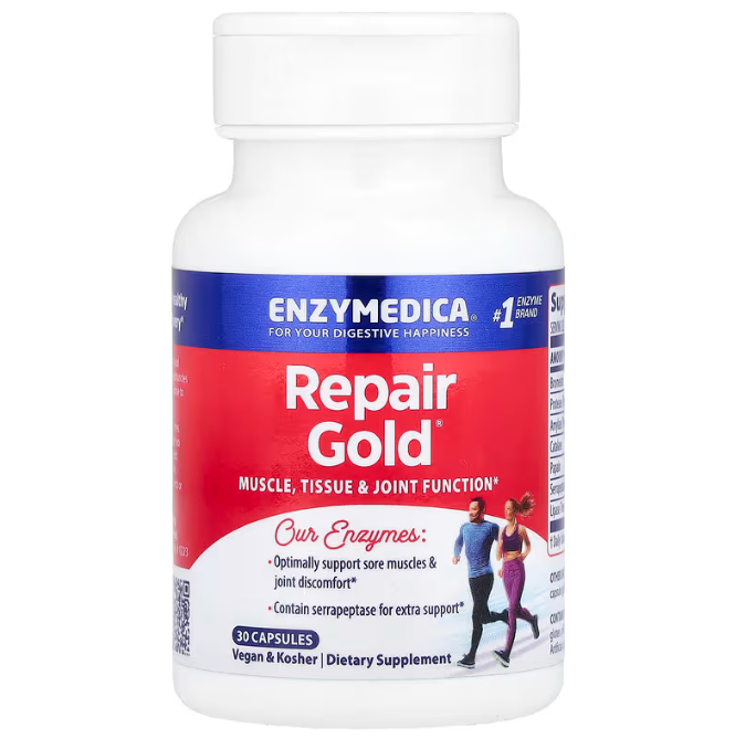Ферменти для м'язів, суглобів, тканин, Repair Gold, Enzymedica, для веганів, 30 капсул