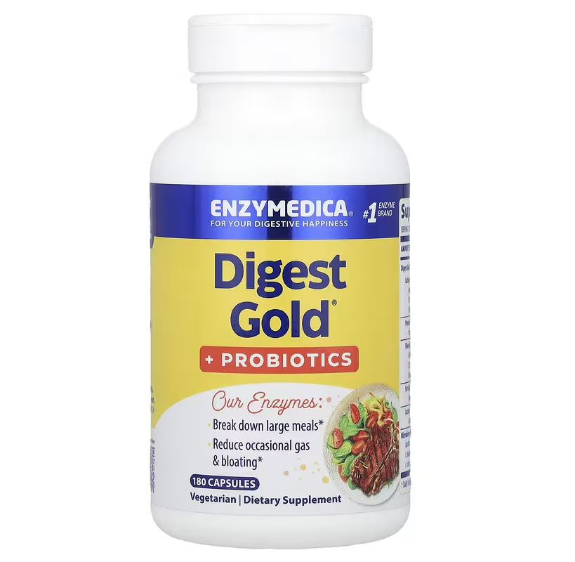 Пробіотик + ферменти, Digest Gold + Probiotics, Enzymedica, 180 капсул, фото 1