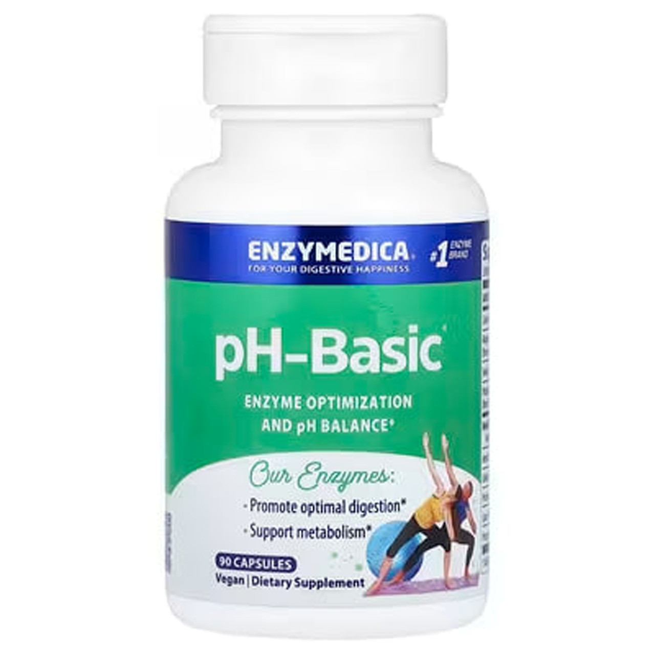 Підтримка балансу рН, ферменти, pH-Basic, Enzymedica, 90 капсул, фото 1