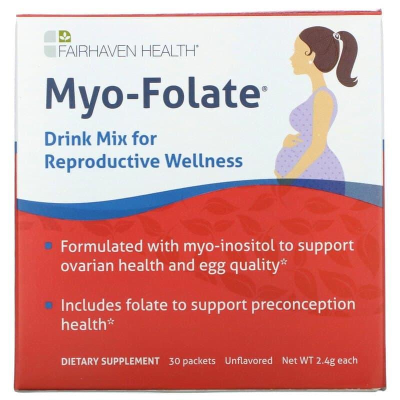 Міо-інозитол для фертильності, Myo-Folate, Fairhaven Health, питна суміш для репродуктивного здоров'я, без ароматизаторів, 30