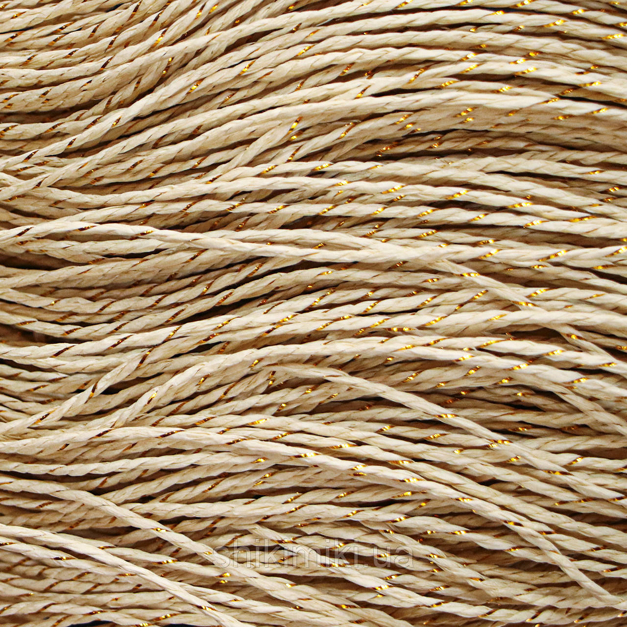 Пряжа Raffia кручена з люрексом, колір Слонова кістка, фото 1