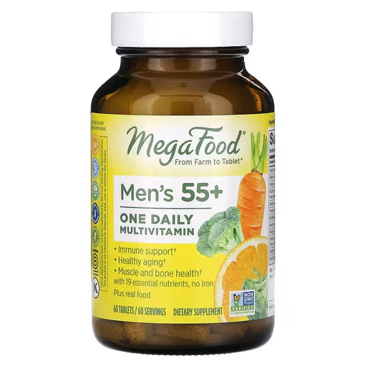 Мультивітамінний комплекс для чоловіків 55+, Men Over Multivitamin & Mineral, MegaFood, 1 в день, 60 таблеток