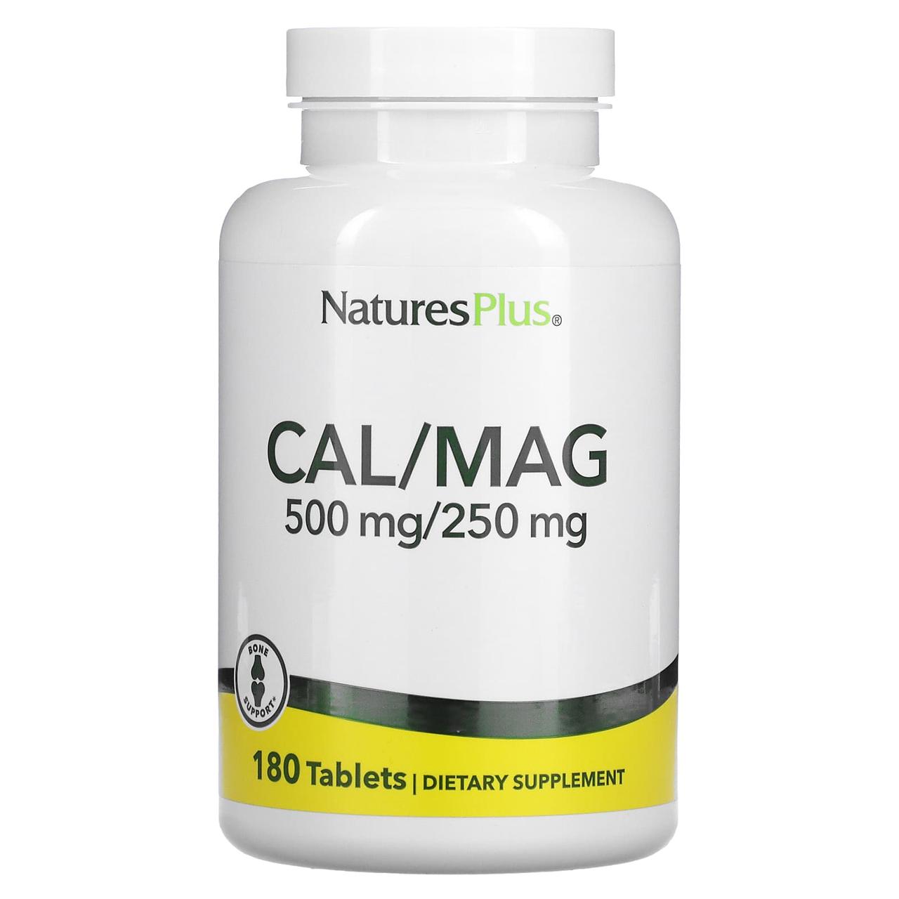 Кальцій і магній, Cal / Mag, Nature's Plus, 500/250 мг, 180 таблеток, фото 1