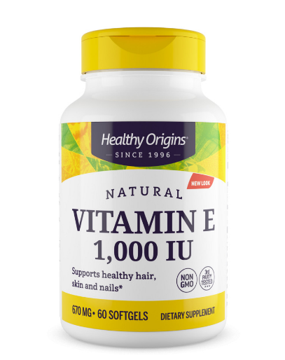 Вітамін Е, Vitamin E, Healthy Origins, натуральний, суміш токоферолів, 1000 МО, 60 гелевих капсул, фото 1