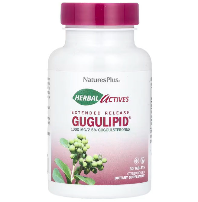 Гуггул, Gugulipid, Nature's Plus, Herbal Actives, 1000 мг, 30 таблеток, фото 1