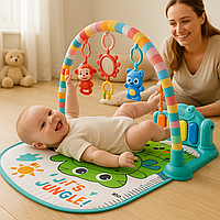 Дитячий розвиваючий килимок з піаніно та підвісками, підсвічування, 5 підвісок