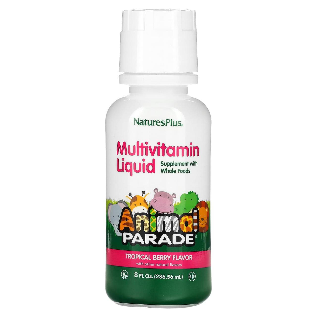 Вітаміни для дітей, Children's Multi-Vitamin, Nature's Plus, Animal Parade, ягідний смак, 236.56 мл., фото 1
