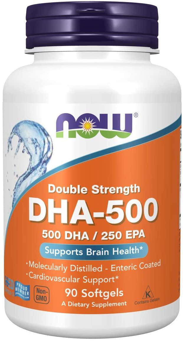 Докозагексаєнова кислота (ДГК), DHA-500, Now Foods, подвійна сила, 90 гелевих капсул