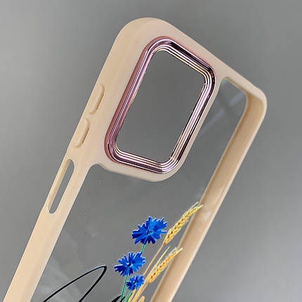 Чохол для Motorola G14 прозорий чохол з написом Ukraine з бежевою рамкою на телефон моторола г14 q07h, фото 2