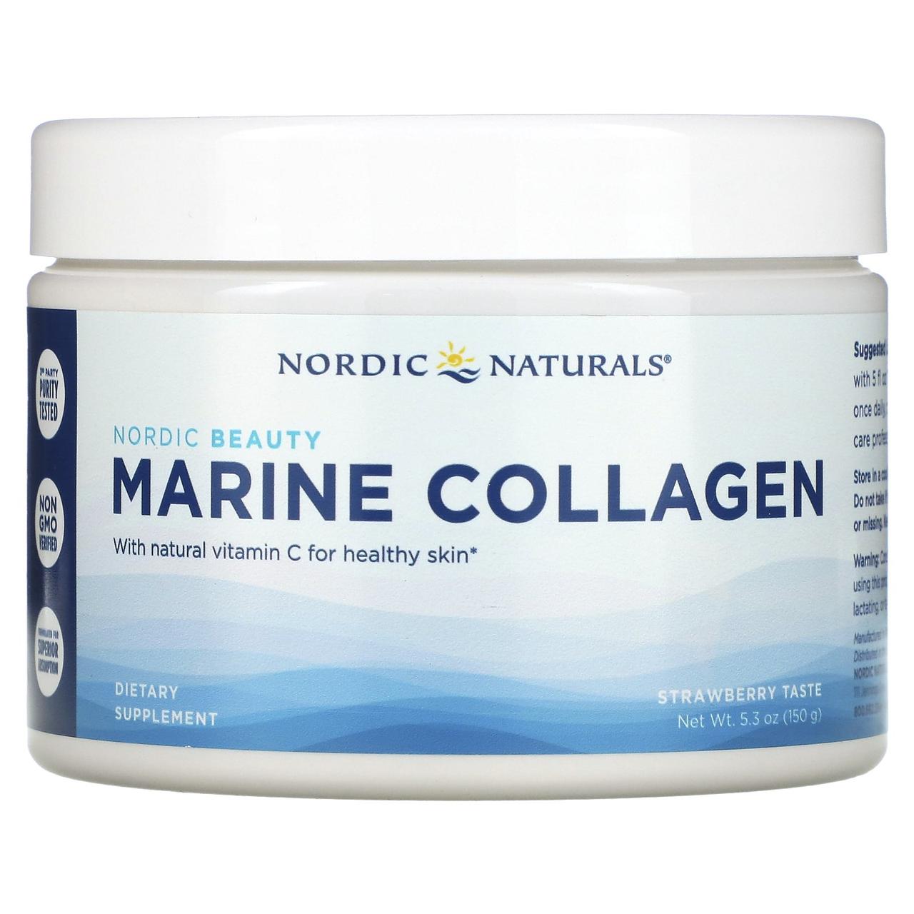 Морський колаген, з полуничним ароматом, Marine Collagen, Nordic Naturals, 150 г, фото 1