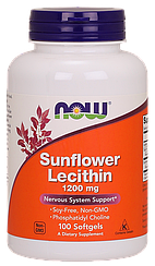 Соняшниковий лецитин, Sunflower Lecithin, Now Foods, 1200 мг, 100 гелевих капсул
