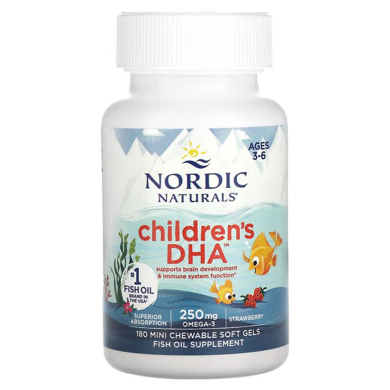 Риб'ячий жир для дітей, Children's DHA, Nordic Naturals, вік 3-6 років, полуниця, 180 міні-жувальних м'яких гелів, фото 1