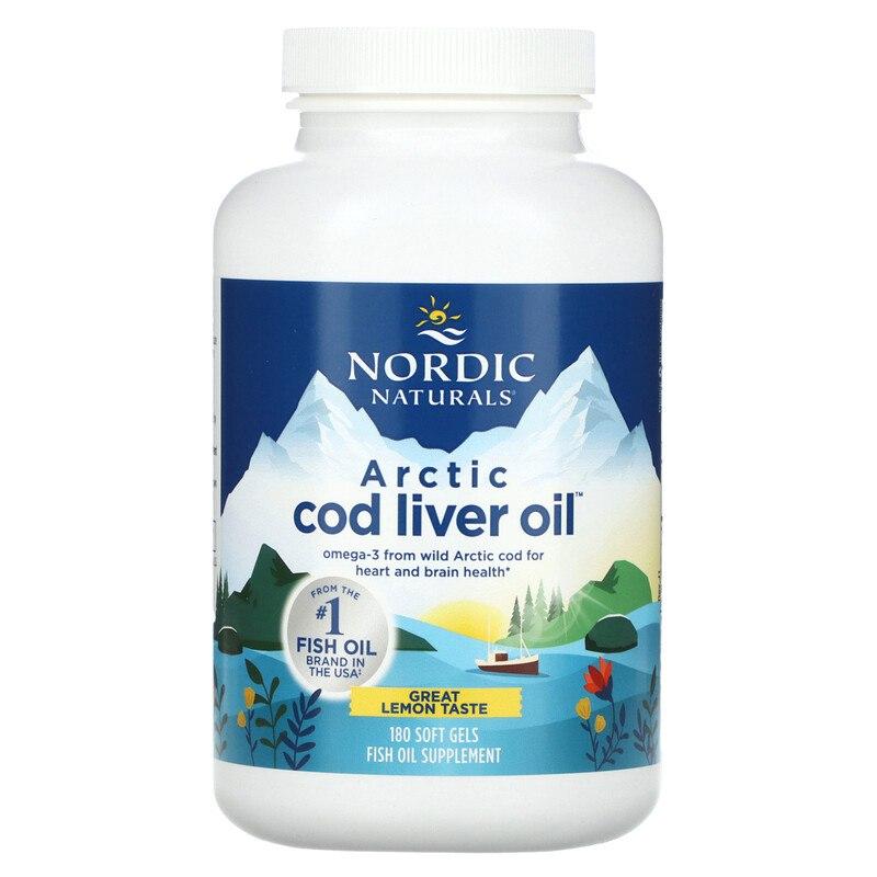 Риб'ячий жир з печінки тріски, Cod Liver Oil, Nordic Naturals, лимон, арктичний, 1000 мг, 180 капсул, фото 1