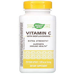 Вітамін С (аскорбінова кислота), Vitamin C-1000, Nature's Way, з биофлавоноїдами, 250 веганських капсул