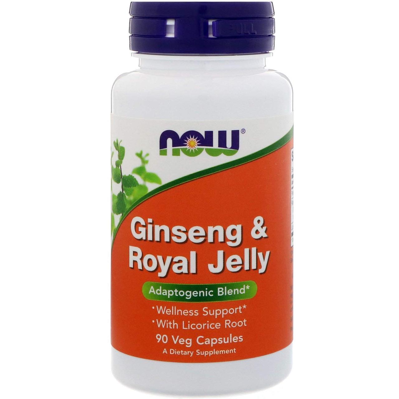 Женьшень + маточне молочко, Ginseng & Royal Jelly, Now Foods, 90 вегетаріанських капсул