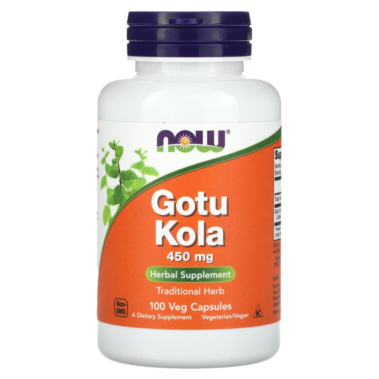 Готу кола (Gotu Kola), Now Foods, 450 мг, 100 вегетаріанських капсул, фото 1