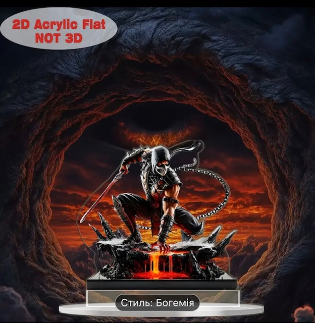 2D акрилова плоска статуя в стилі аніме воїна, 19 см., фото 1