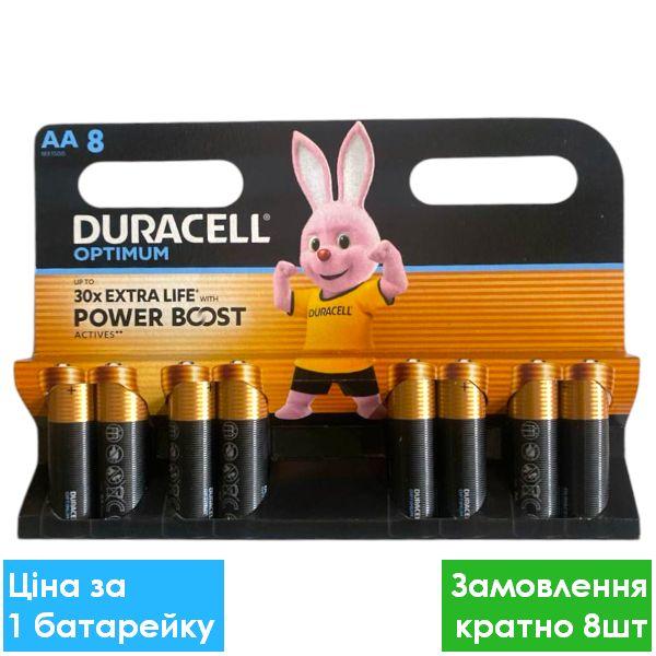 Батарейка лужна Duracell Optimum LR6, АА, 1.5V, блістер 8 шт.