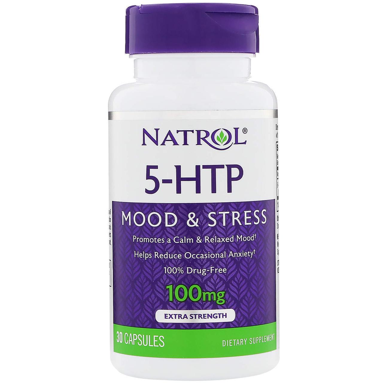 5-гідрокси L-триптофан (5-НТР), Natrol, 100 мг, 30 кап., фото 1