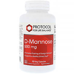 D-Манноза, D-Mannose, Protocol for Life Balance, 500 мг, 90 вегетаріанських капсул