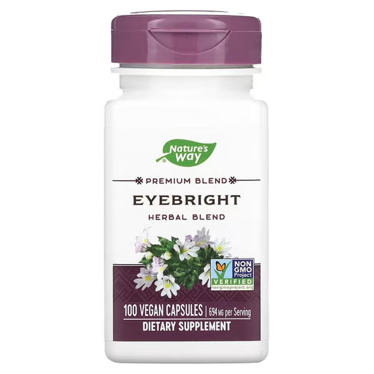Очанка лікарська, Eyebright, Herbal Blend, Nature's Way, трав'яна суміш для очей, 694 мг, 100 веганських капсул (347 мг на