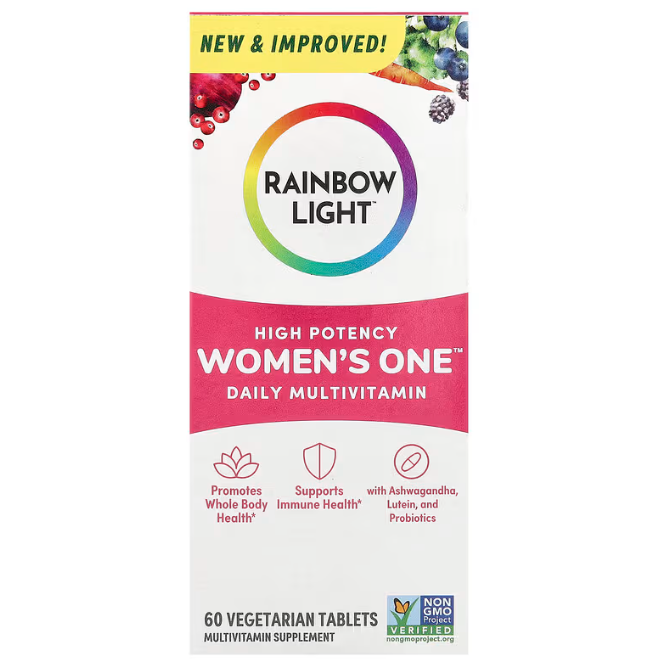 Мультивітаміни для жінок, Women's Multivitamin, Rainbow Light, 1 на день, висока ефективність, 60 вегетаріанських таблеток, фото 1