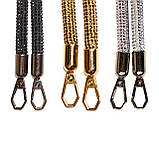 Ручка для сумки RKS-501/3 зі стразами та карабінами (105 см), колір золото, фото 2