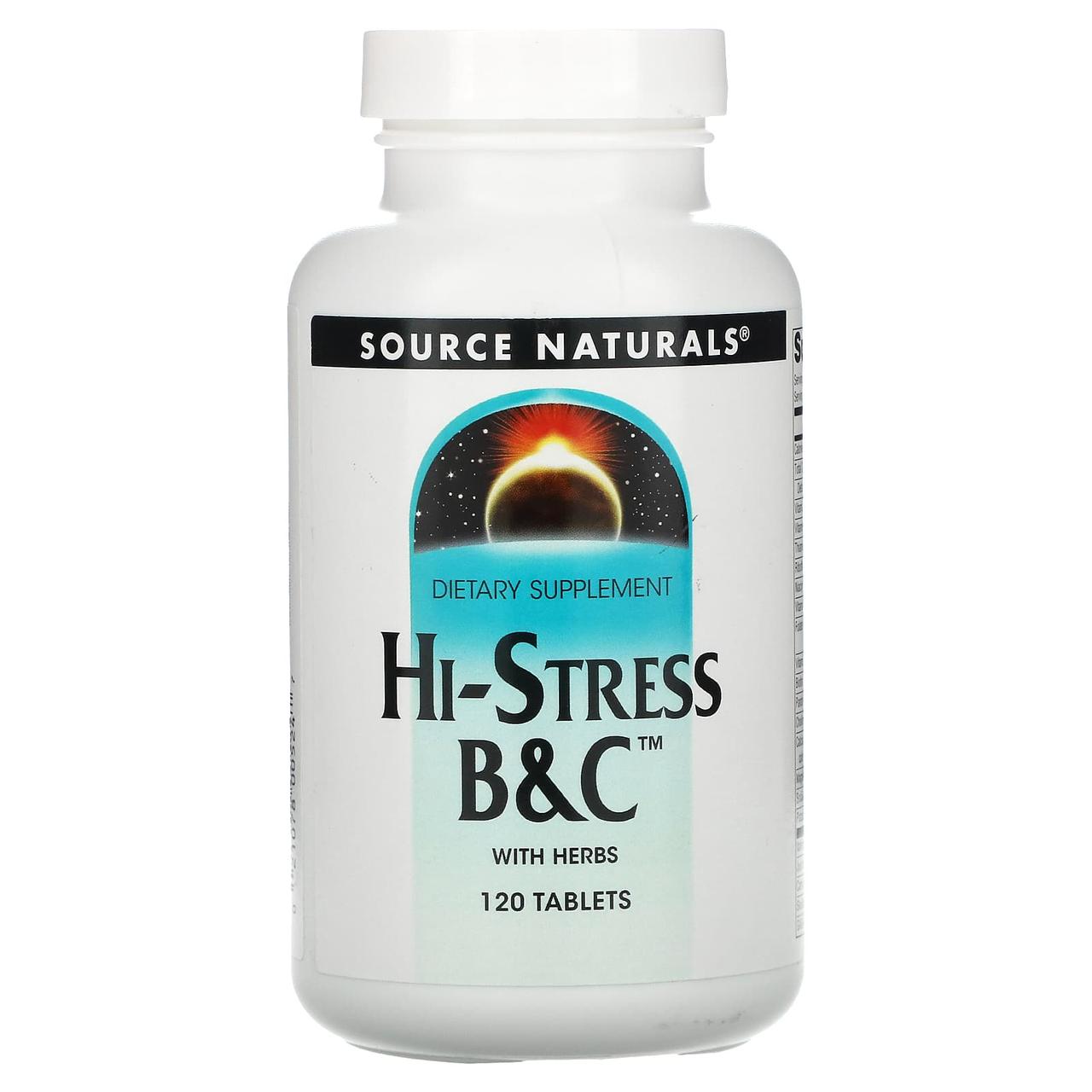 Стрес формула, Hi-Stress B & C, Source Naturals, 120 таблеток, фото 1