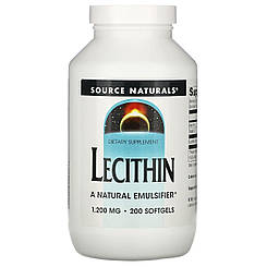 Лецитин, Lecithin, Source Naturals, 1200 мг, 200 капсул