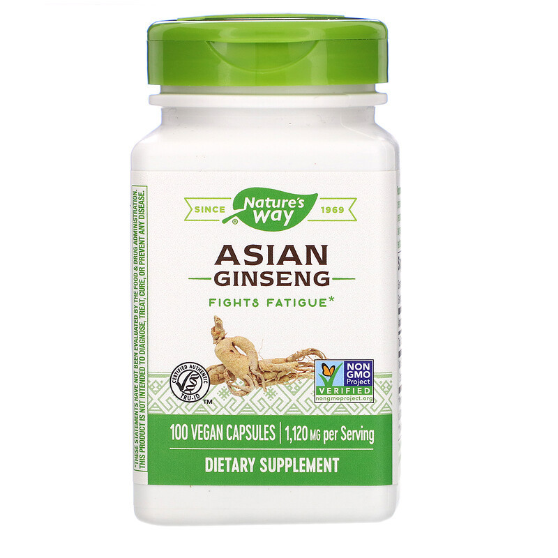 Азіатський женьшень, Asian Ginseng, Nature's Way, корінь, 1120 мг, 100 веганських капсул (560 мг на капсулу)