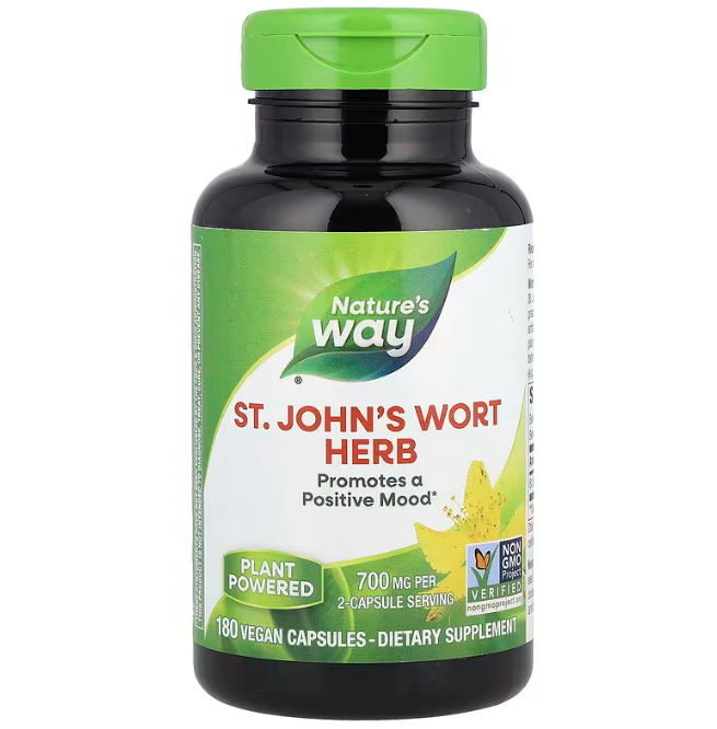Звіробій, St. John's Wort, Nature's Way, трава, 700 мг, 180 веганських капсул (350 мг у капсулі), фото 1