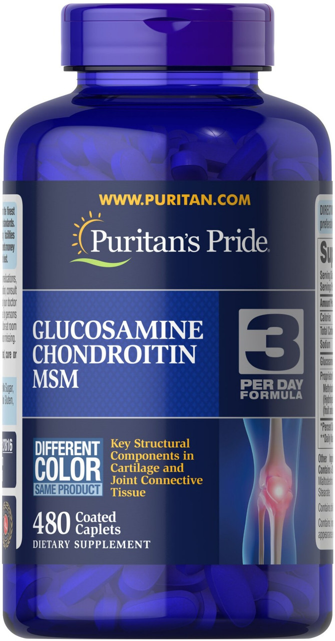 Глюкозамін хондроїтин і МСМ, Double Strength Glucosamine, Chondroitin MSM, Puritan's Pride, 480 каплет