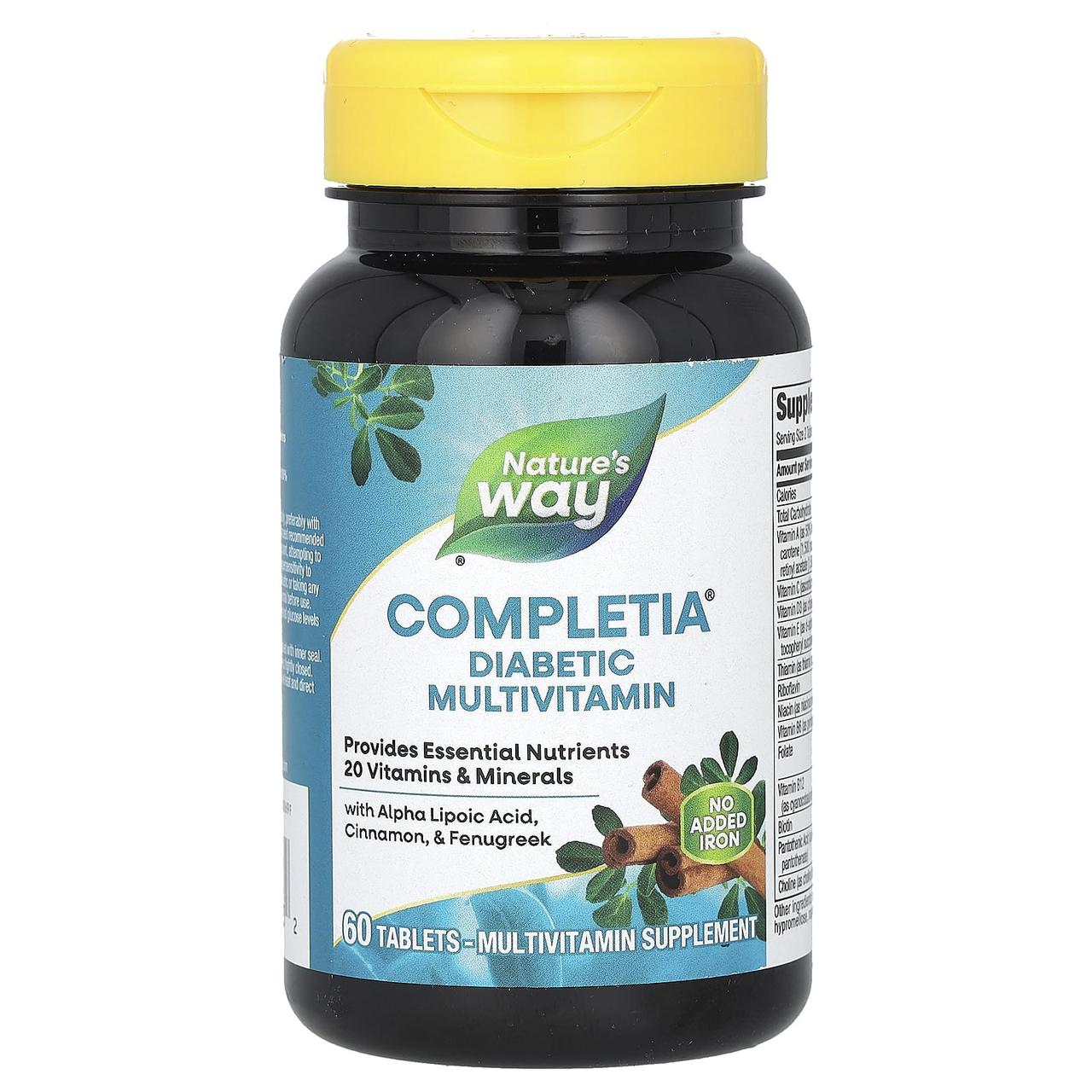Мультивітаміни без заліза для діабетиків, Diabetic Complete Multi-Vitamin, Nature's Way, 60 таблеток, фото 1