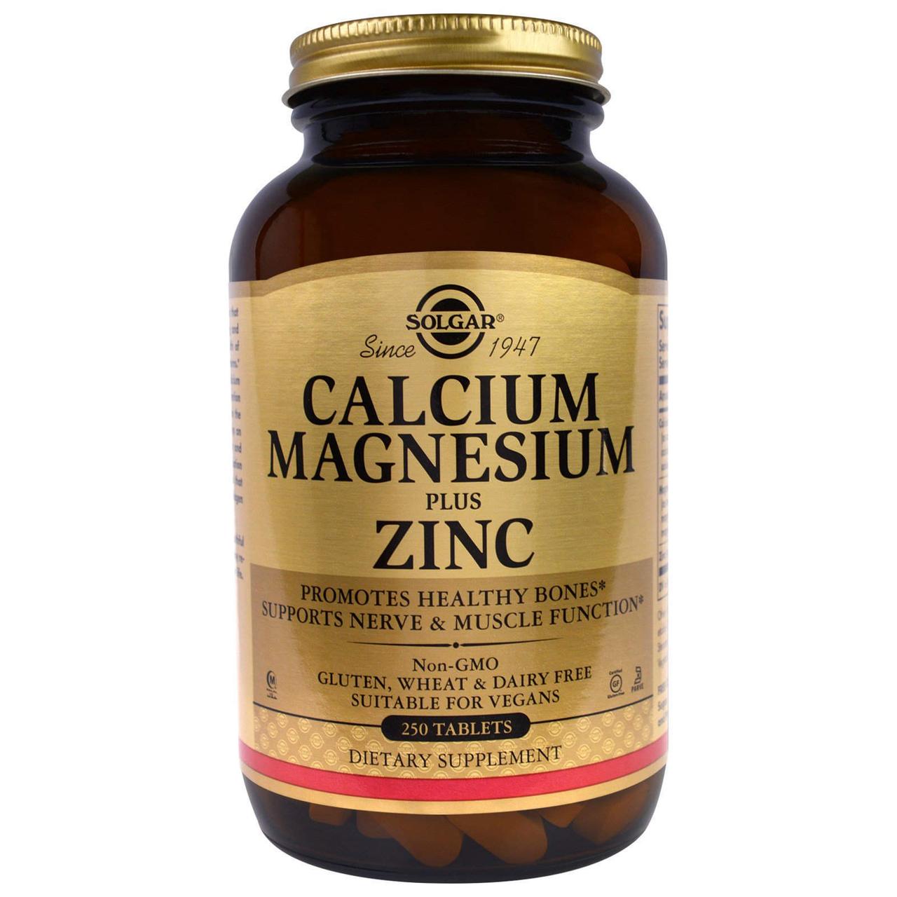 Кальцій магній цинк (Calcium Magnesium Zinc), Solgar, 250 таблеток, фото 1