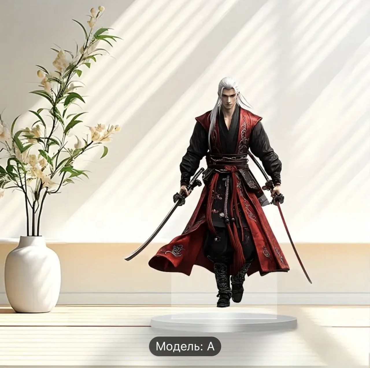 2D акрилова плоска статуя в стилі аніме воїна, 23 см., фото 1