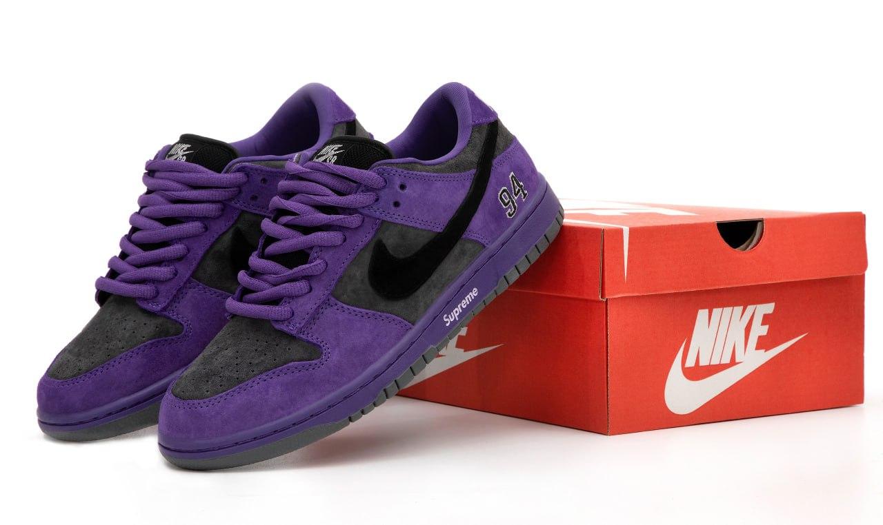 Чоловічі кросівки Supreme Nike SB Dunk Low Purple Фіолетові Найк Супрім СБ Данк низькі замшеві демісезон