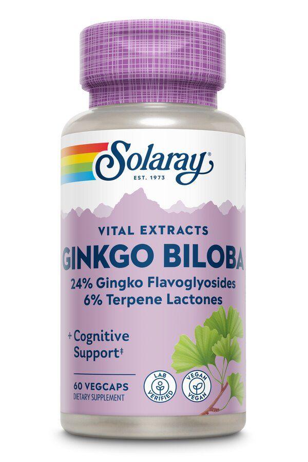 Гінкго білоба, Ginkgo Biloba Leaf Extract, Solaray, 60 мг, 60 вегетаріанських капсул, фото 1