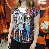 Жіноча біла футболка принт трикотаж, фото 4