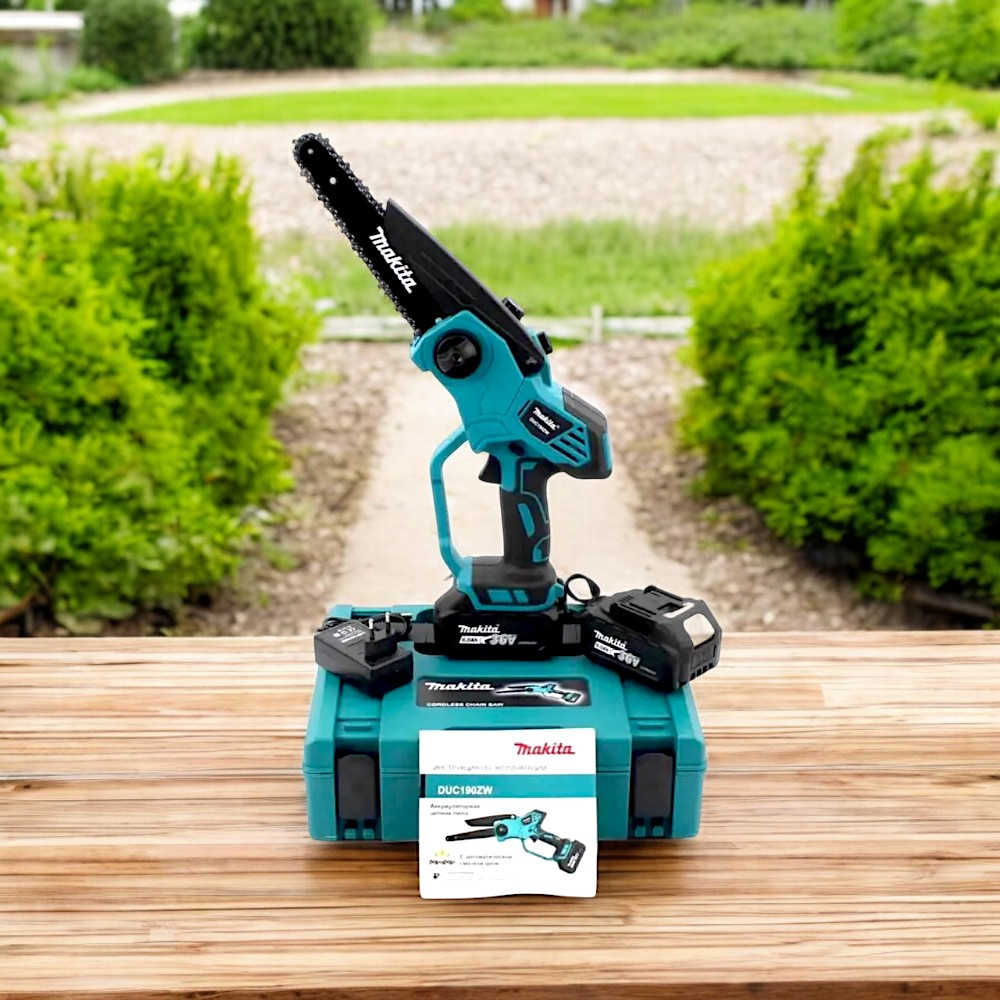 Акумуляторна міні-пила Makita DUC190ZW 36V 6 Аh Потужна пилка Макіта шина 20 см Пила з автоматичним змащуванням, фото 1