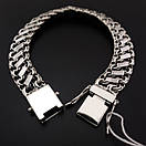 Срібний браслет чоловічий з накладками. Двусторонній браслет срібний з замком коробка. Ширина 13 мм. 24 см, фото 8