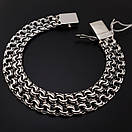 Срібний браслет чоловічий з накладками. Двусторонній браслет срібний з замком коробка. Ширина 13 мм. 24 см, фото 10