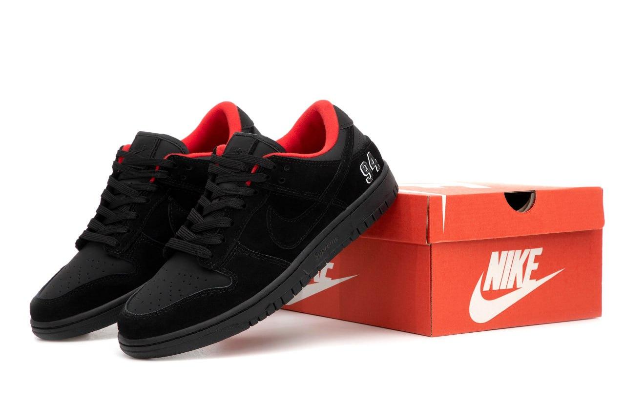 Чоловічі та жіночі кросівки Supreme Nike SB Dunk Low Black Чорні Найк Супрім СБ Данк низькі замшеві демісезон